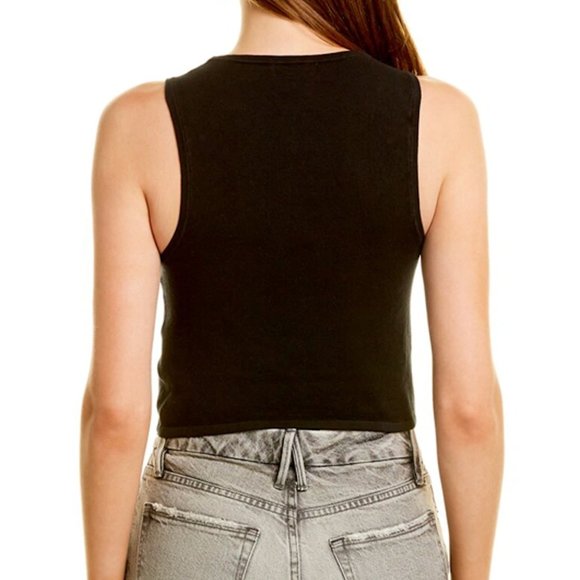 NWT Good American Cut In Cropped Knit Sweater in Black - Picture 2 of 8